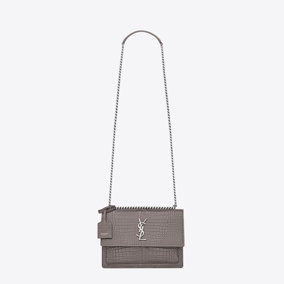 Saint Laurent Handbags - SAINT LAURENT SUNSET MEDIUM CROC EMBOSSED NIB Retail $2350